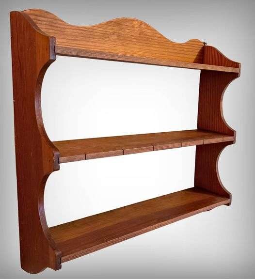 Two-Shelf Wooden Wall-Mounted Display Shelf