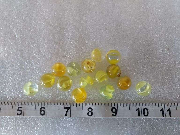 15 Assorted Vintage Yellow Marbles