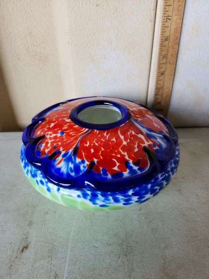 Believe To Be Unmarked Murano Hand Blown Rose Bowl Sommerso Vase 8"X4"