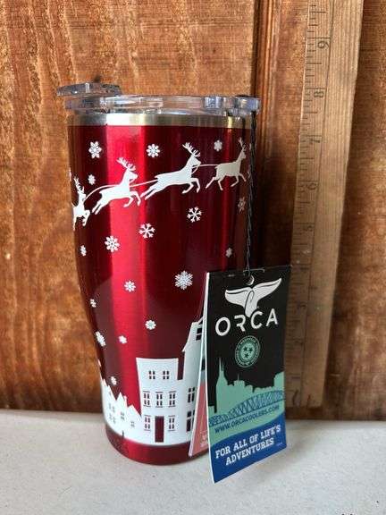 Orca Chaser 27 oz. Stainless Steel U.S.A. Made Tumbler Cup Santa's Flight Candy Red