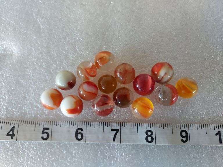15 Assorted Vintage Orange Marbles