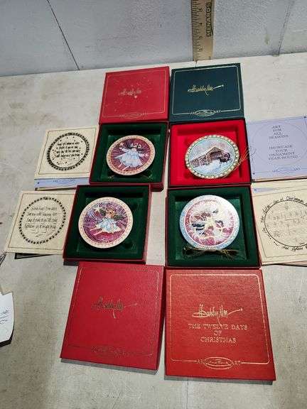 4 Anna-Perenna Porcelain Ornaments Country Ride, Second Angel, First Angel, & Five Golden Rings