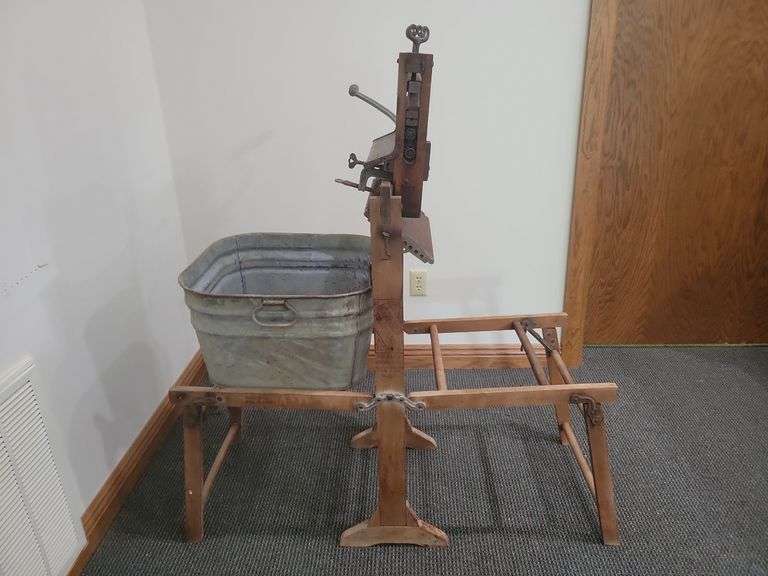 Antique Lovell Manufacturing Co. Wringer Washer with Galvanized Tub