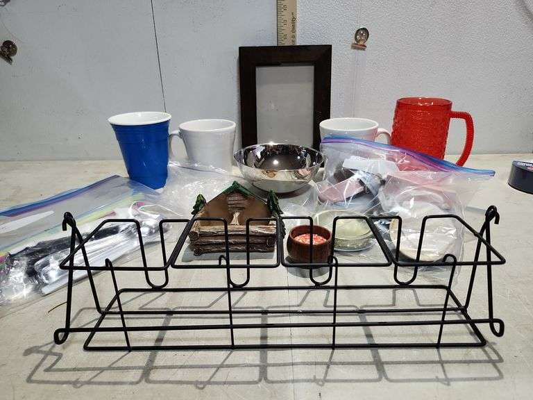 Assorted Cups, Canning Lids, Etc.