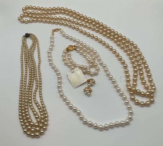 Vintage Pearl Necklace and Two Fashion Pearl Necklaces and Accessories