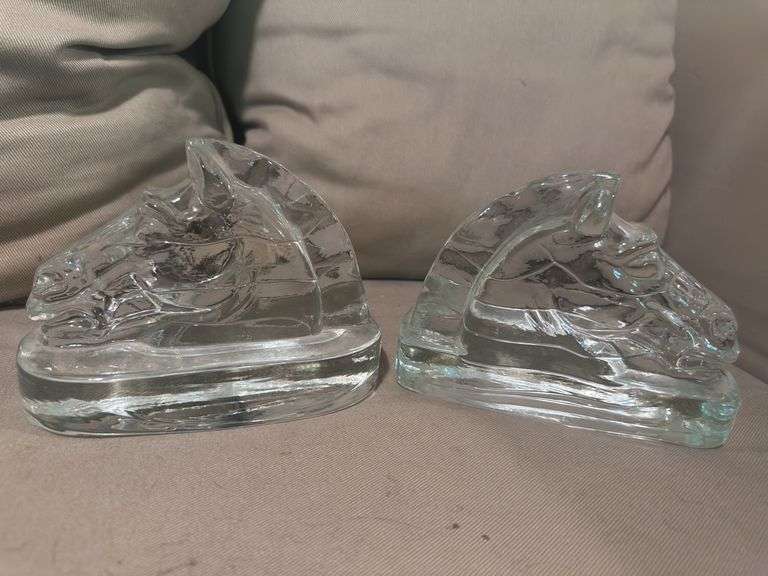 Glass Horse Bookends