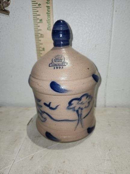 1993 Handmade Rowe Pottery Works Bank 7'' Tall