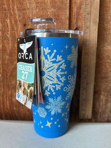 Orca Chaser 27 oz. Stainless Steel U.S.A. Made Tumbler Cup Snowflakes & Stars