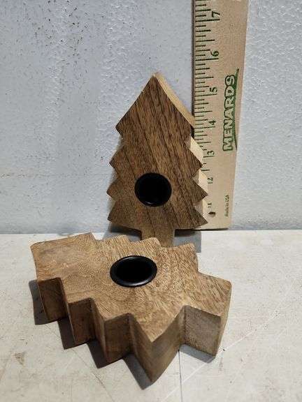 Wood Tree Candlestick Holders