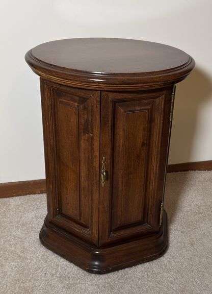 Wooden Side Table with Storage Cabinet