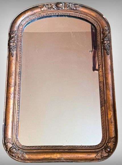 Vintage Ornate Rectangular Wall Mirror With Gilded Frame and Floral Motifs