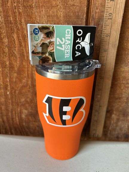 Orca Chaser 27 oz. Stainless Steel U.S.A. Made Tumbler Cup Cincinnati Bengals Color Logo
