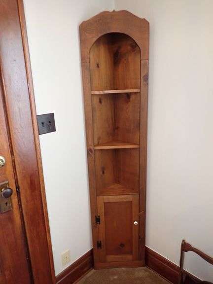 Three Shelf Corner Cabinet with Bottom Door Storage