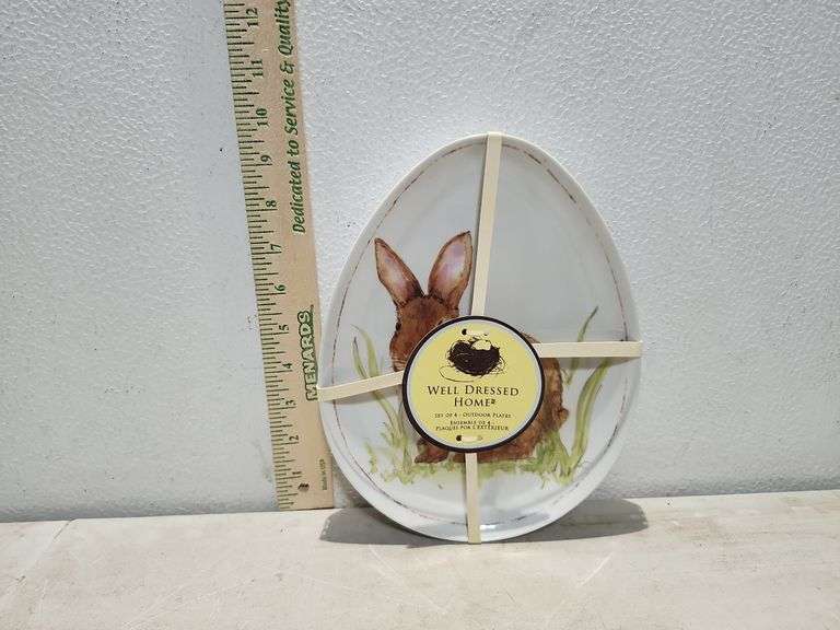 Well Dressed Home Set Of 4 Outdoor Rabbit Plates 9.5"X7.5"