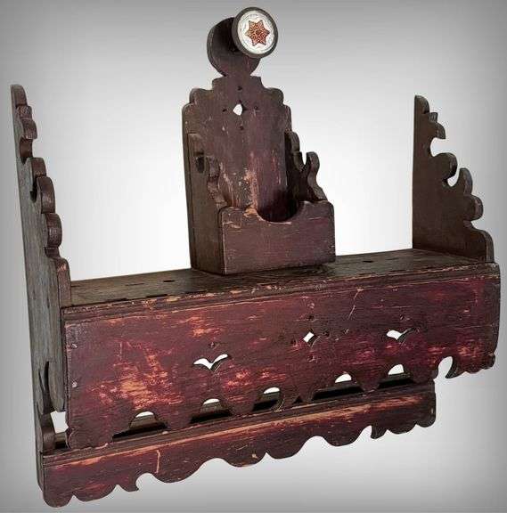 Wood Wall-Mounted Rustic Shelf with Cutout Detailing