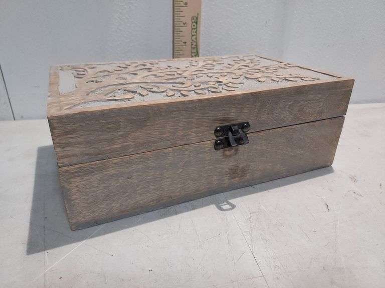 Wood Carved Decor Box 10.5"X6.5"X3.75"