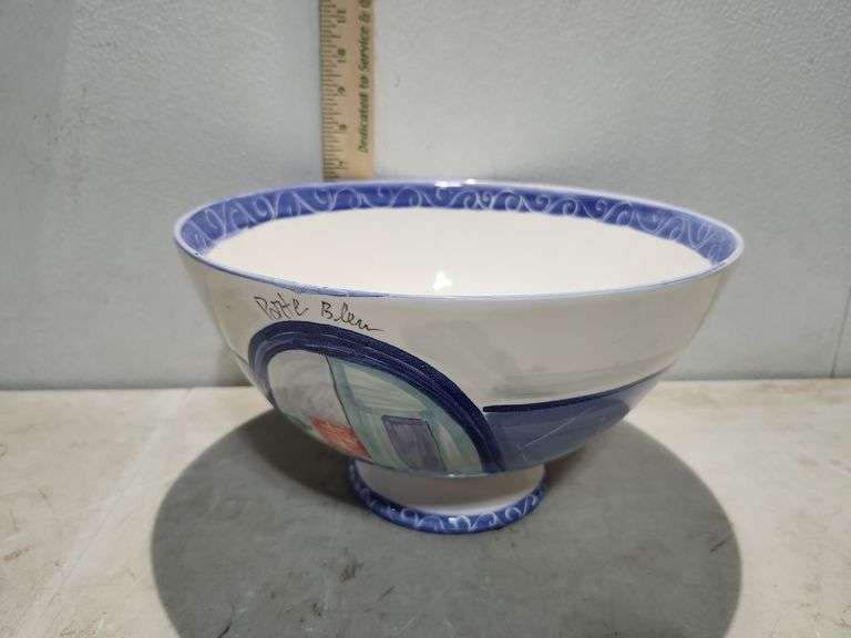 Tricia Pottery Bowl Window Series Does Have Chipped Rim 11.5"X6.5"