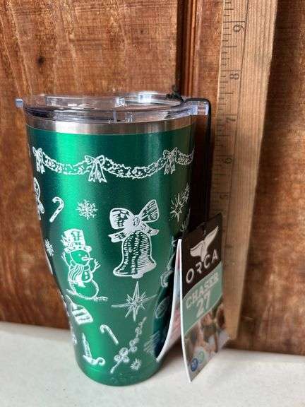 Orca Chaser 27 oz. Stainless Steel U.S.A. Made Tumbler Cup Christmas Memories Candy Green