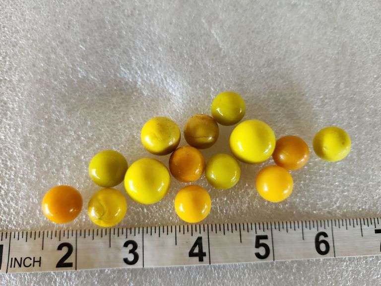 15 Assorted Vintage Yellow Marbles