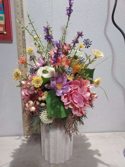 Artificial Flowers Resined In Glass Vase