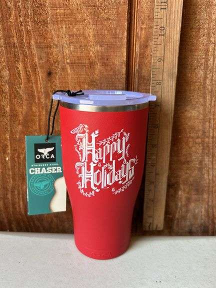 Orca Chaser 27 oz. Stainless Steel U.S.A. Made Tumbler Cup Happy Holidays