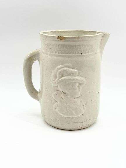 Early 19th C White Pottery Pitcher/ Diamond Stoneware?