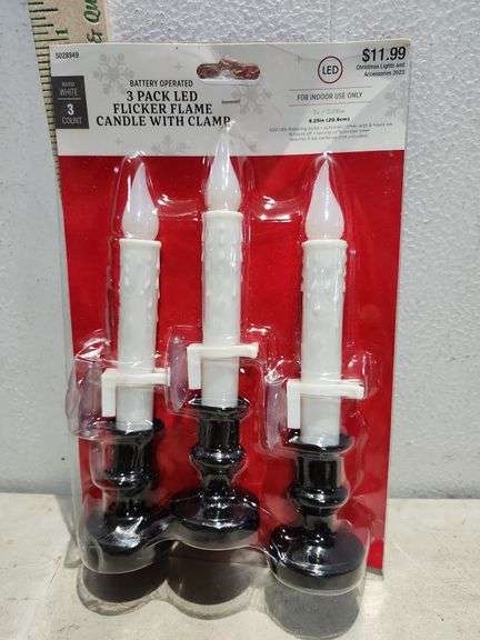 3-Pack LED Flicker Flame Candle W/Clamp