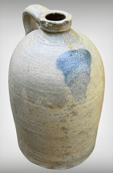 Ohio Stoneware Vintage Tornado Salt Glazed Stoneware Jug with Handle and Cobalt