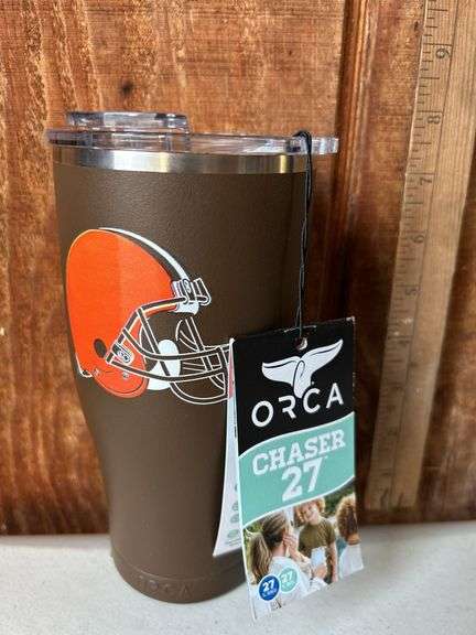 Orca Chaser 27 oz. Stainless Steel U.S.A. Made Tumbler Cup Cleveland Browns Color Logo