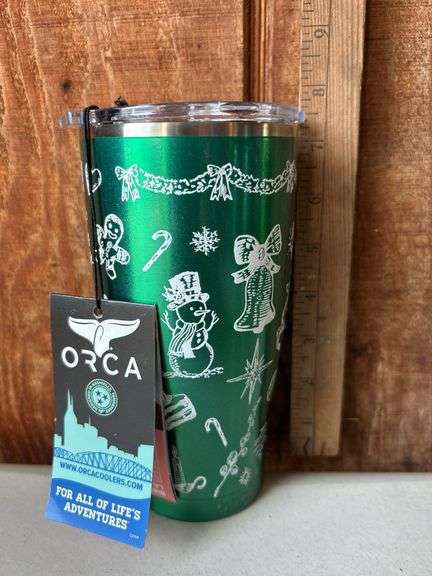 Orca Chaser 27 oz. Stainless Steel U.S.A. Made Tumbler Cup Christmas Memories Candy Green