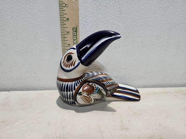 Believed To Be Vintage Hand Painted Tonala Pottery Toucan Mexico Signed See Photos