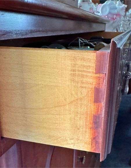 Antique Turned Column Break Front Cabinet