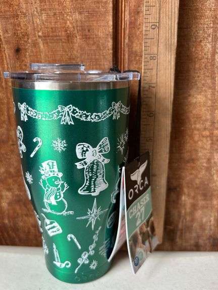 Orca Chaser 27 oz. Stainless Steel U.S.A. Made Tumbler Cup Christmas Memories Candy Green