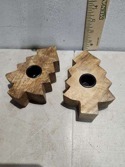Wood Tree Candlestick Holders