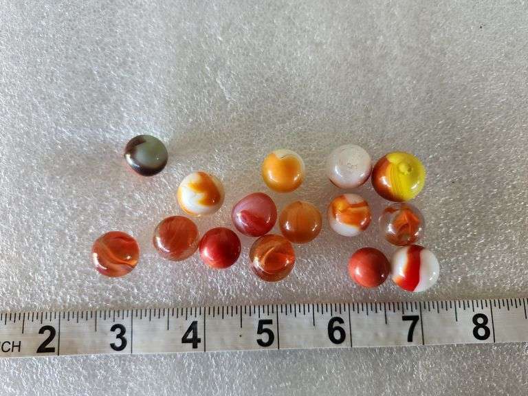 15 Assorted Vintage Orange/Red Marbles