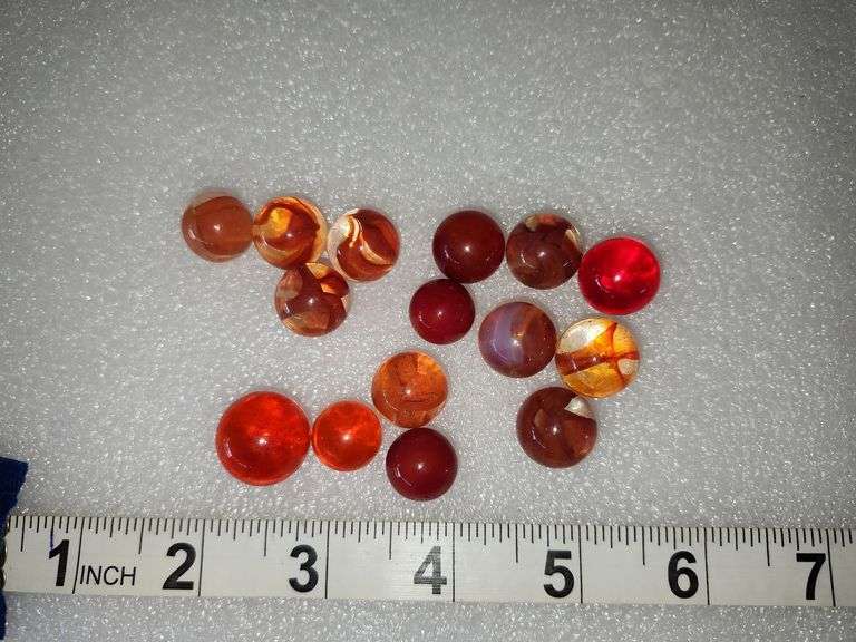 15 Assorted Vintage Orange Marbles
