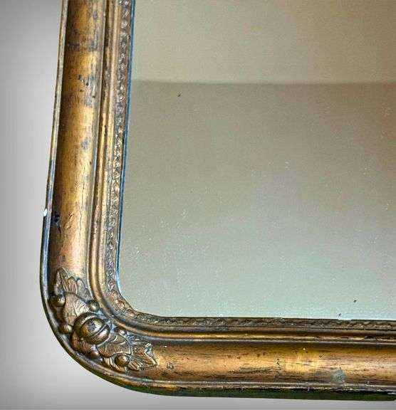 Vintage Ornate Rectangular Wall Mirror With Gilded Frame and Floral Motifs