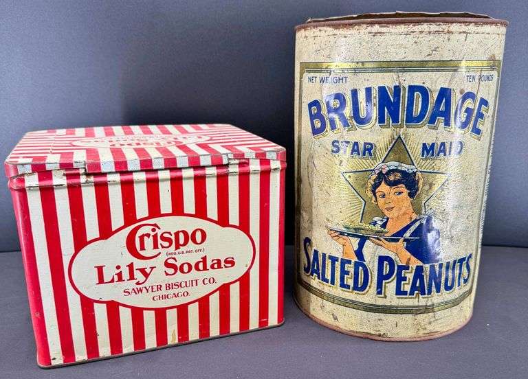 Vintage Tins : Crispo Lily Sodas and Brundage Star Maid Salted Peanuts