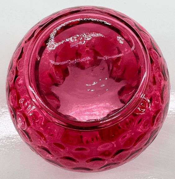 Fenton Ruby Red Hobnail Glass Pitcher and Matching Rose Bowl Set