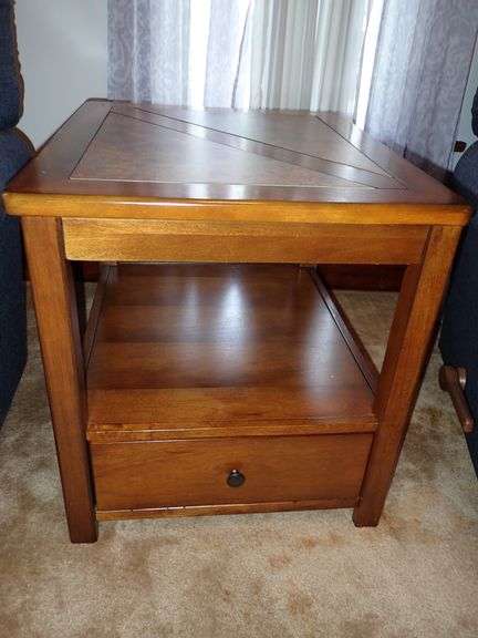 Mid century Bottom Drawer Side table Danish modern mid century teak with tile top