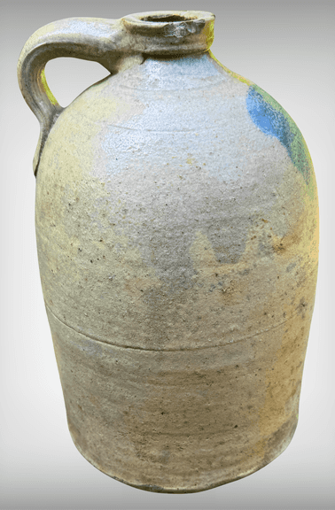 Ohio Stoneware Vintage Tornado Salt Glazed Stoneware Jug with Handle and Cobalt