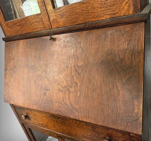 Antique Oak Drop-Front Secretary Desk
