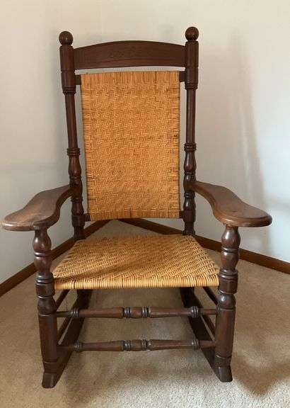 Vintage Wood and Wicker Rocking Chair