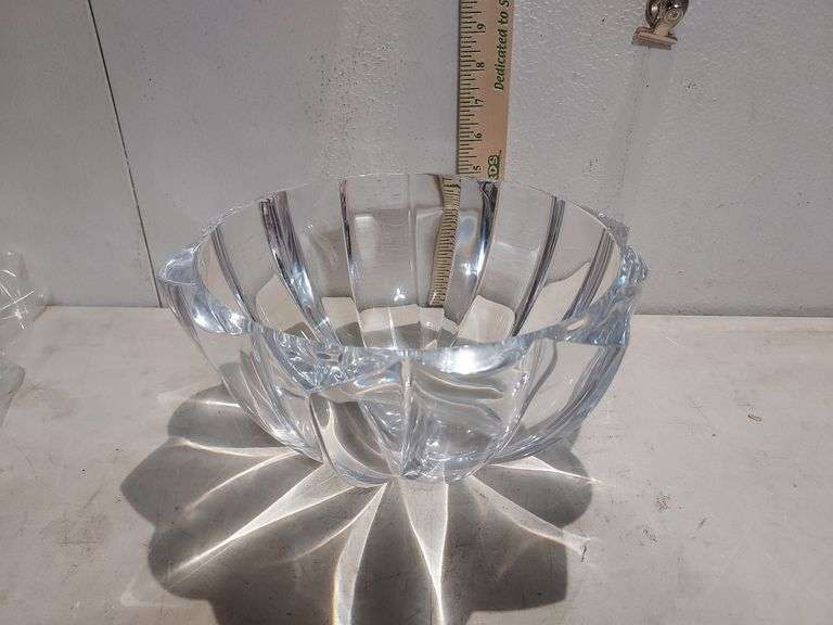Large Heavy Cut Glass Centerpiece Bowl 10"X 5.5" Believe To Be Crystal
