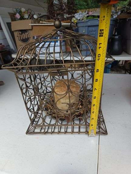 Large metal birdcage w/ candle