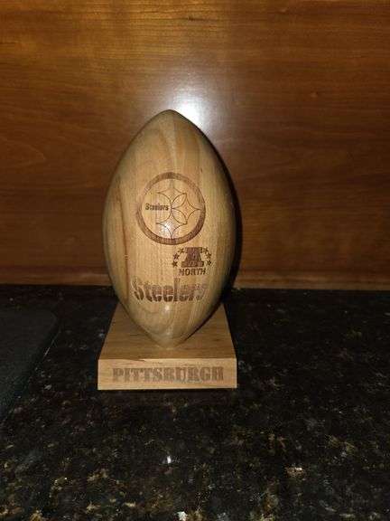 Wooden Steeler football and ornament