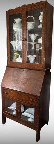 Antique Oak Drop-Front Secretary Desk