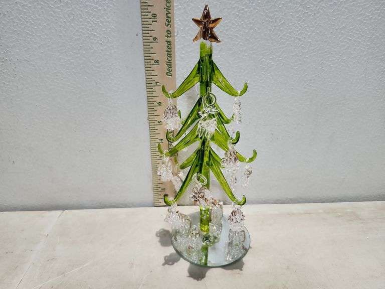 10.5" Blown Glass Christmas Tree Missing 1 Ornament
