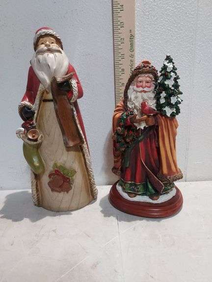 2 Resin Santas Tallest Is 12"
