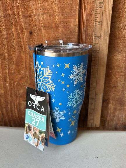 Orca Chaser 27 oz. Stainless Steel U.S.A. Made Tumbler Cup Snowflakes & Stars